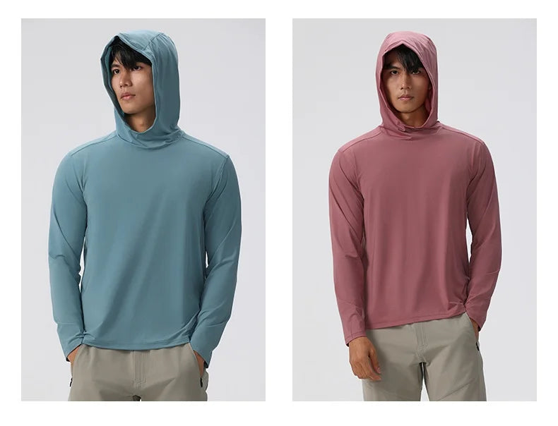 Men's Compression Hooded Long Sleeve Fitness T-Shirt – Running, Gym & Workout Performance Top