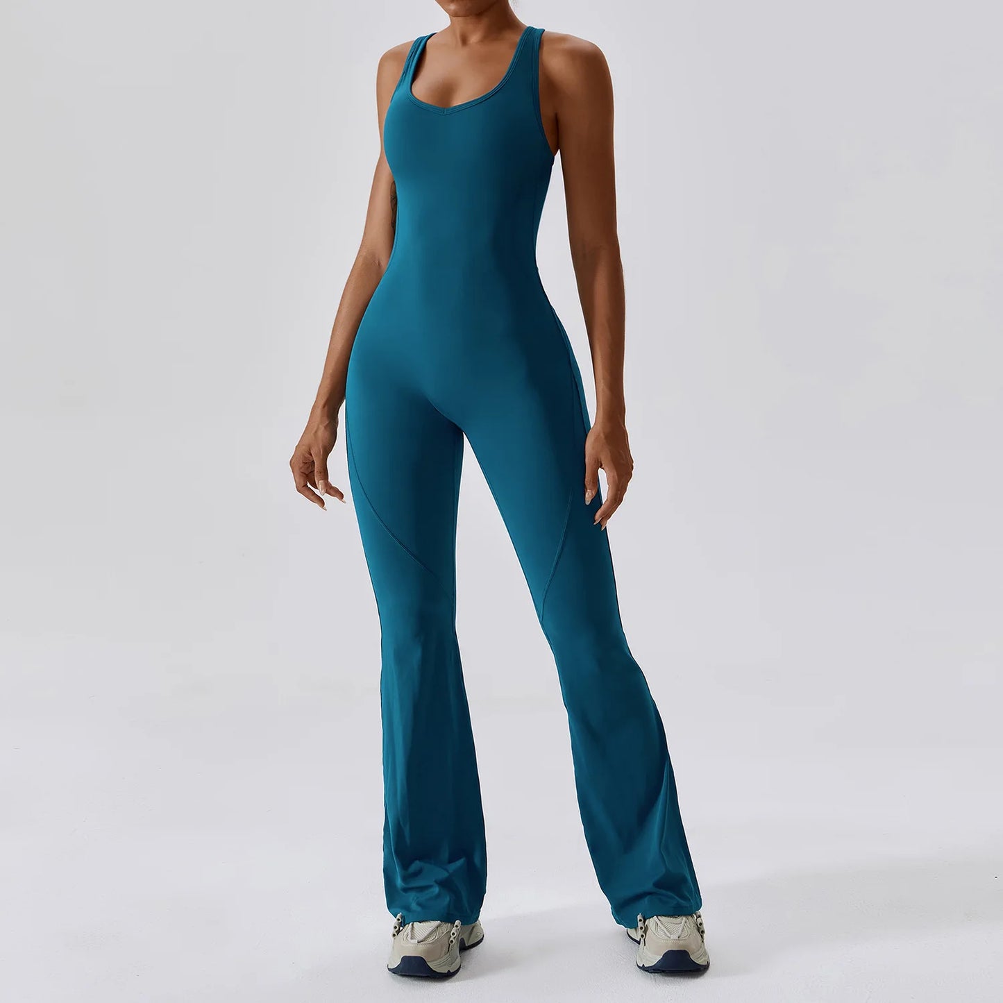 Women’s Solid Yoga Jumpsuit – One Piece Butt-Lifting Fitness Bodysuit