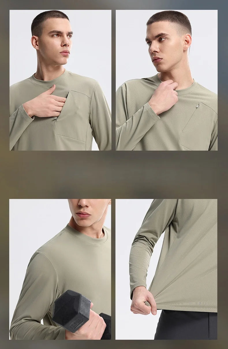 Men's Fitness Long Sleeve T-Shirt – Quick-Dry Breathable Sportswear for Running & Training