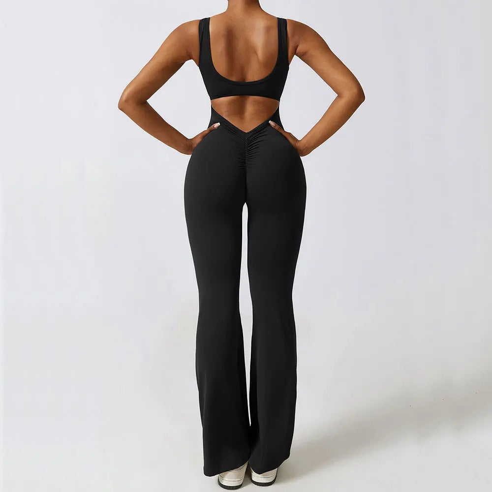 Women’s Fitness Yoga Jumpsuit – Push-Up Stretch Workout Bodysuit