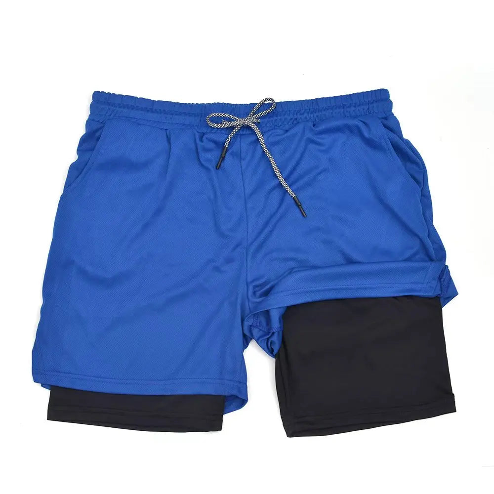 Men’s 2-in-1 Double Layer Fitness Shorts – Quick Dry Gym & Running Short