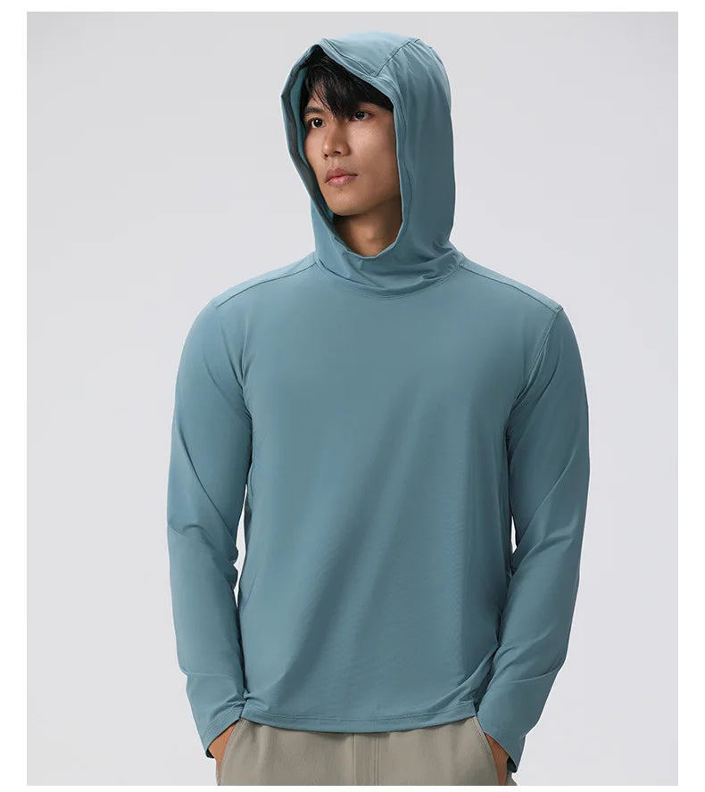 Men's Compression Hooded Long Sleeve Fitness T-Shirt – Running, Gym & Workout Performance Top