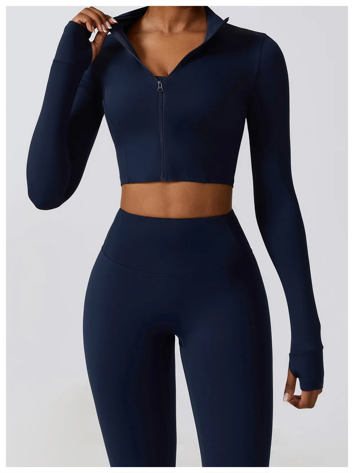 Women's Sportswear Yoga Set Seamless Fitness Bra Crop Top Long Sleeve Workout Clothes Athletic Wear Gym Legging for Running Fitness