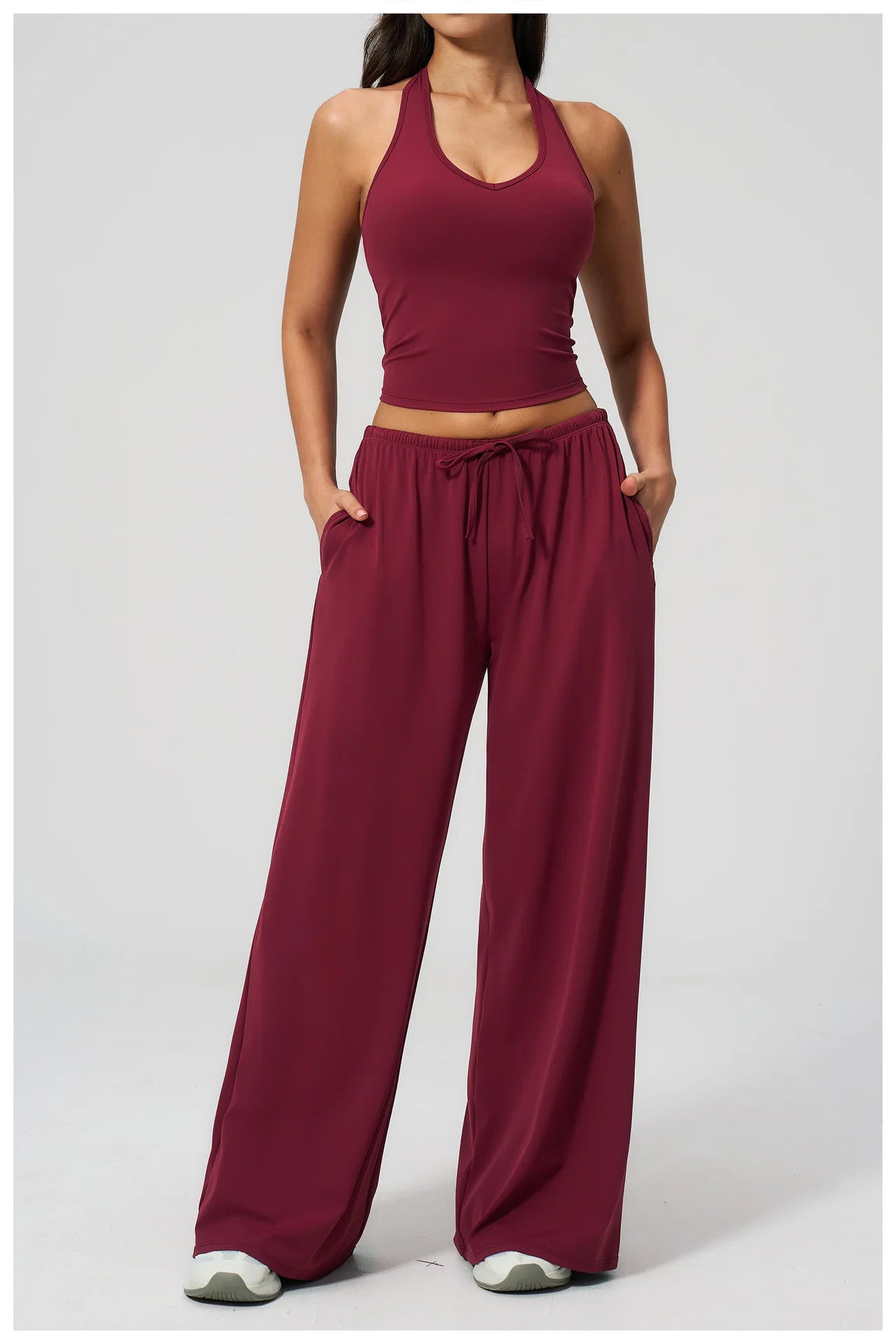 Yoga Pants Brushed Sports Pants Women's Hanging Wide Leg Loose Casual Pants Sports Running Fitness Elastic Drawstring Pants
