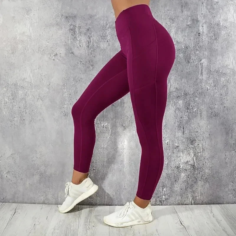 Women’s High Waist Yoga Leggings with Pockets – Butt Lifting Gym & Running Tights