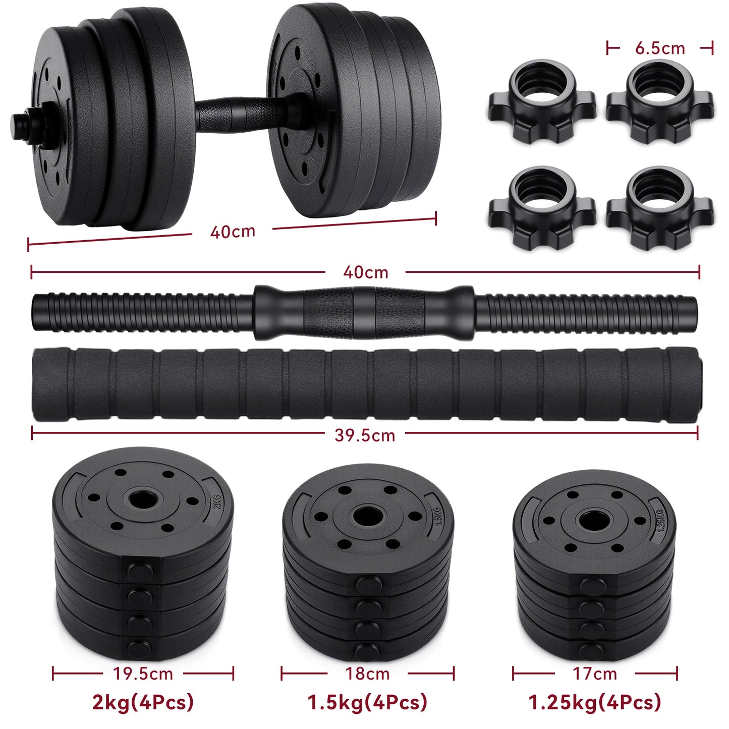 Adjustable Dumbbell Set – 20kg Home Gym Weights for Strength Training