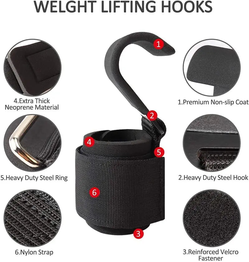 Weight Lifting Hook Grips with Wrist Wraps – Heavy Duty Gym Lifting Straps for Pull-Ups & Powerlifting
