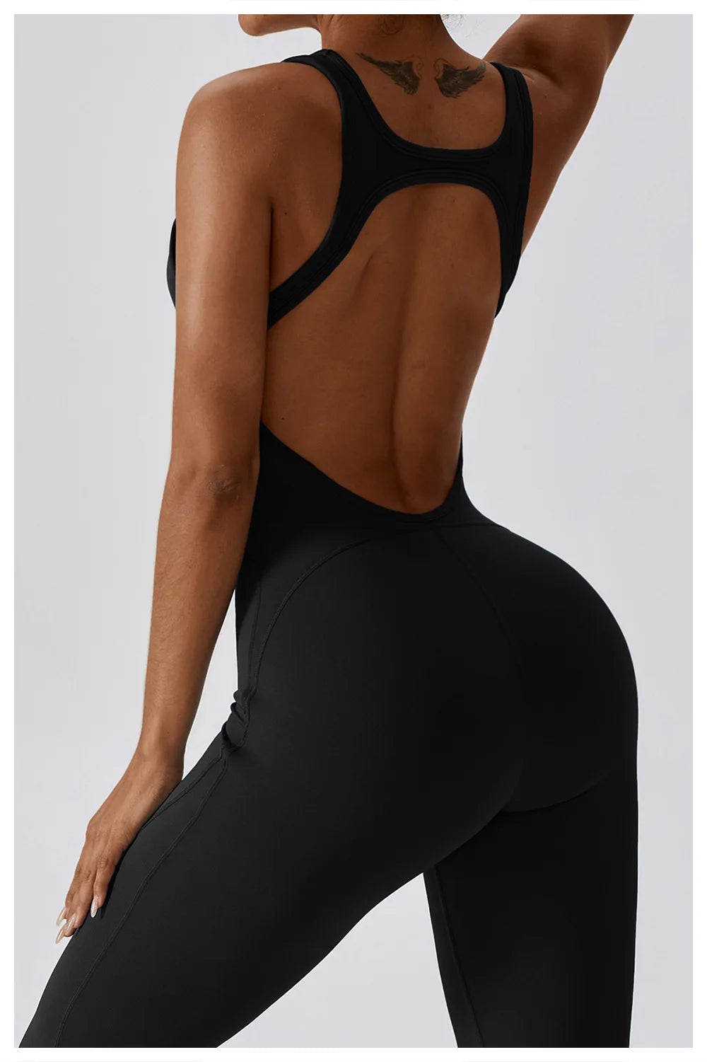 Women’s Solid Yoga Jumpsuit – One Piece Butt-Lifting Fitness Bodysuit