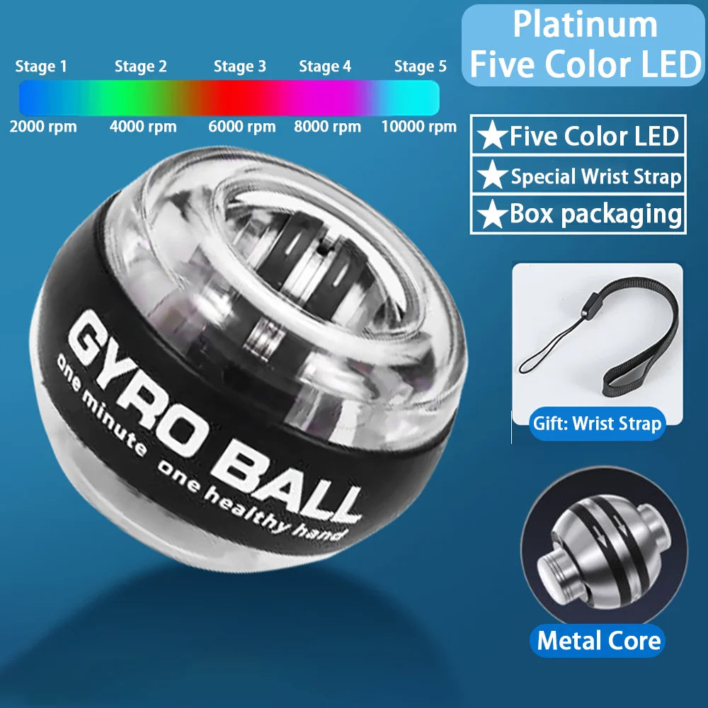 Auto-Start Wrist Power Hand Ball Strengthener Gyroscopic Arm Exerciser for Home Fitness Forearm Workout Unisex Hand Grips