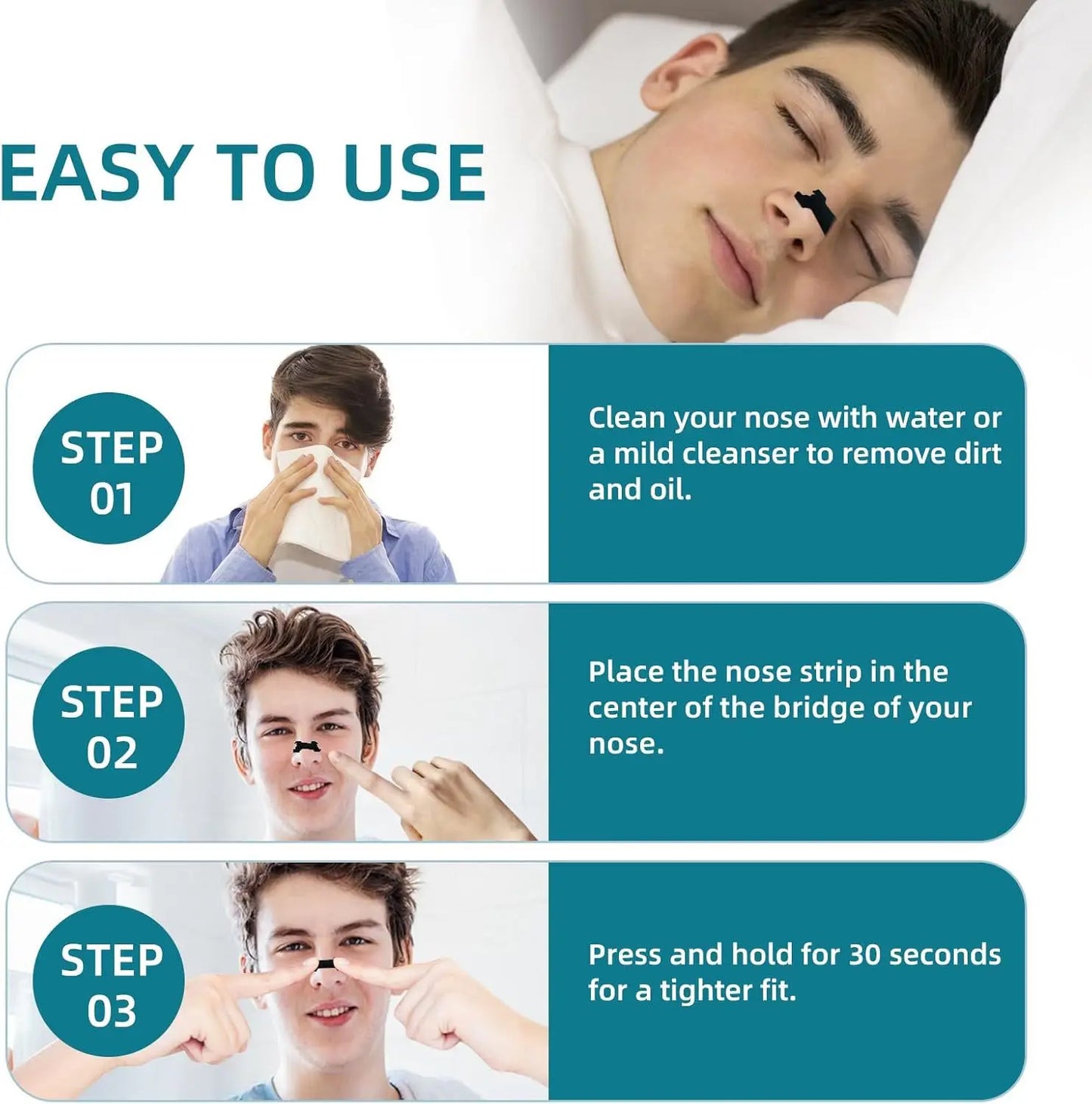 Extra Strength Nasal Strips – Better Breathing & Sleep Support (60/30/10 PCS)