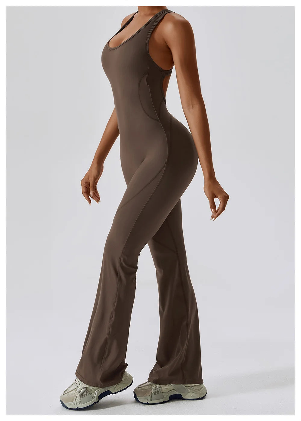 Women’s Solid Yoga Jumpsuit – One Piece Butt-Lifting Fitness Bodysuit