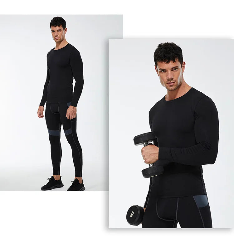 Men's Running Quick-Dry Long Sleeve T-Shirt – Slim Fit Gym & Training Sportswear