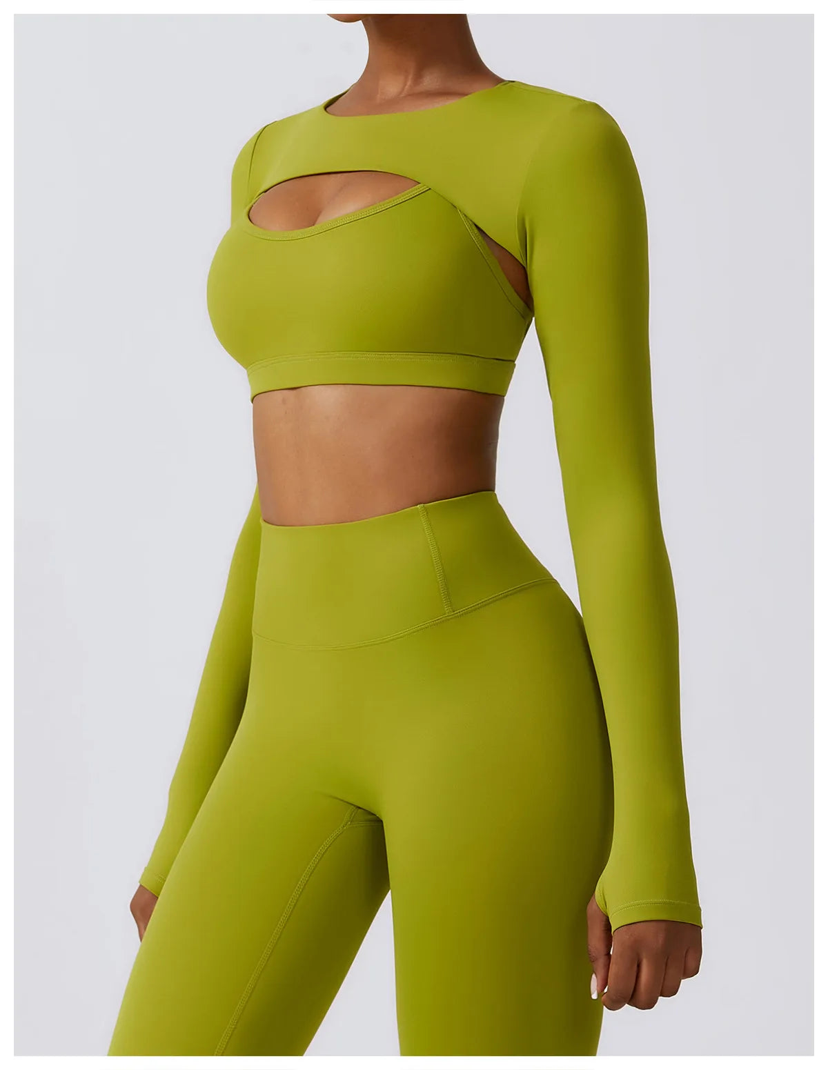 Women's Sportswear Yoga Set Seamless Fitness Bra Crop Top Long Sleeve Workout Clothes Athletic Wear Gym Legging for Running Fitness