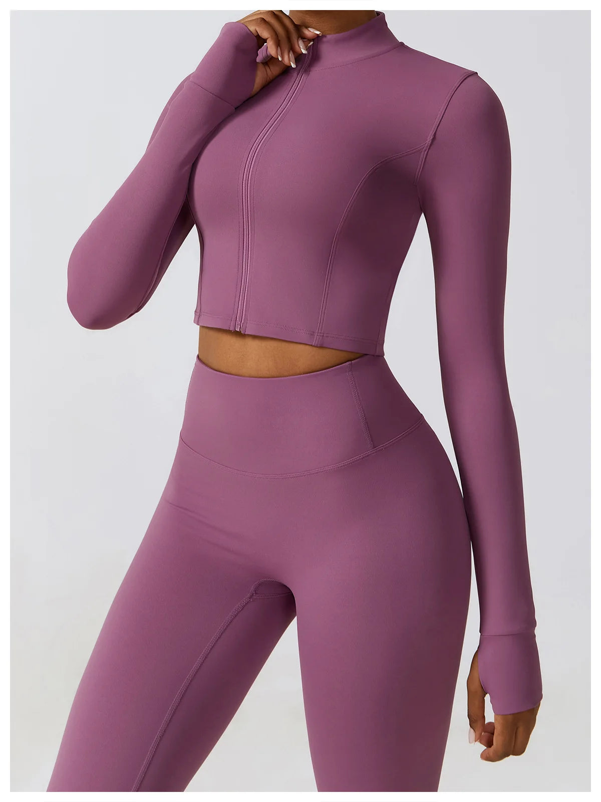 Women's Sportswear Yoga Set Seamless Fitness Bra Crop Top Long Sleeve Workout Clothes Athletic Wear Gym Legging for Running Fitness