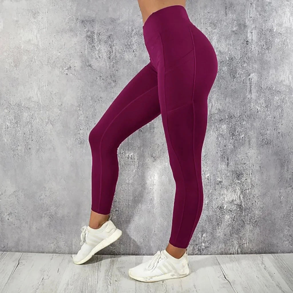 Women’s High Waist Yoga Leggings with Pockets – Butt Lifting Gym & Running Tights