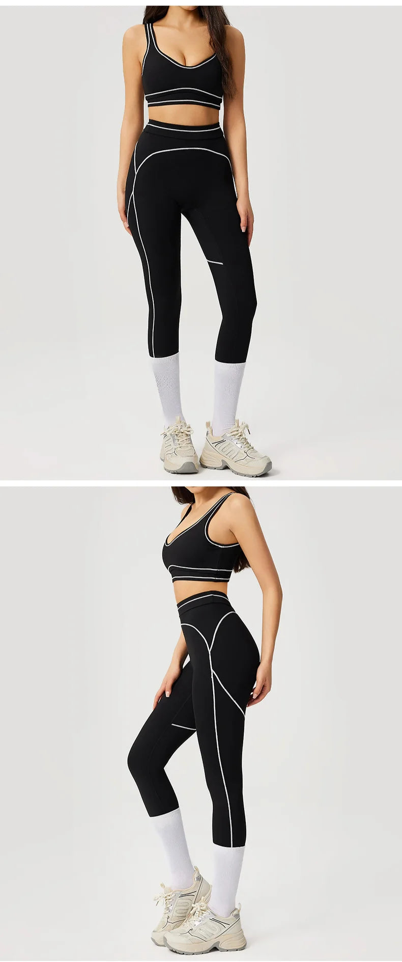 2pcs Women's Gym Sport Set Push up Yoga Pants Hollow Back High Waisted Leggings Fitness Bra Workout Quick Dry Breathable Sportswear