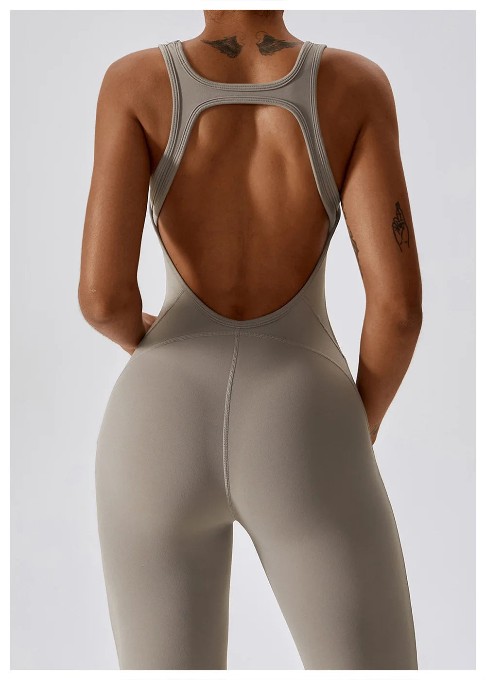 Women’s Solid Yoga Jumpsuit – One Piece Butt-Lifting Fitness Bodysuit