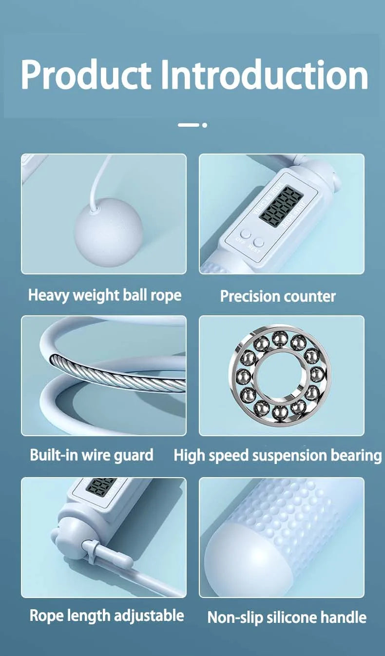 Adjustable Jump Rope with Calorie Counter Smart Fitness Exercise Skipping Rope for Weight Loss Unisex Jump Ropes