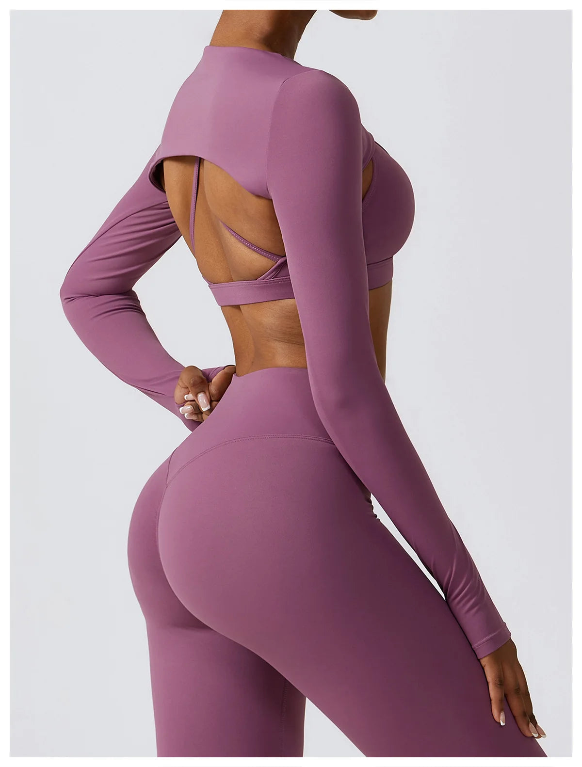 Women's Sportswear Yoga Set Seamless Fitness Bra Crop Top Long Sleeve Workout Clothes Athletic Wear Gym Legging for Running Fitness