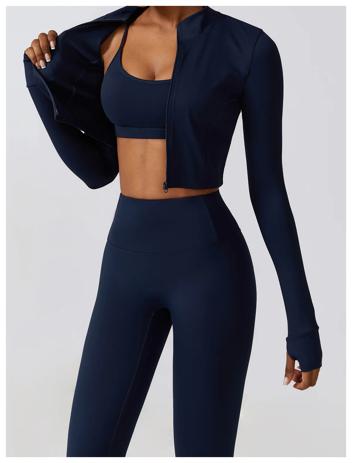 Women's Sportswear Yoga Set Seamless Fitness Bra Crop Top Long Sleeve Workout Clothes Athletic Wear Gym Legging for Running Fitness