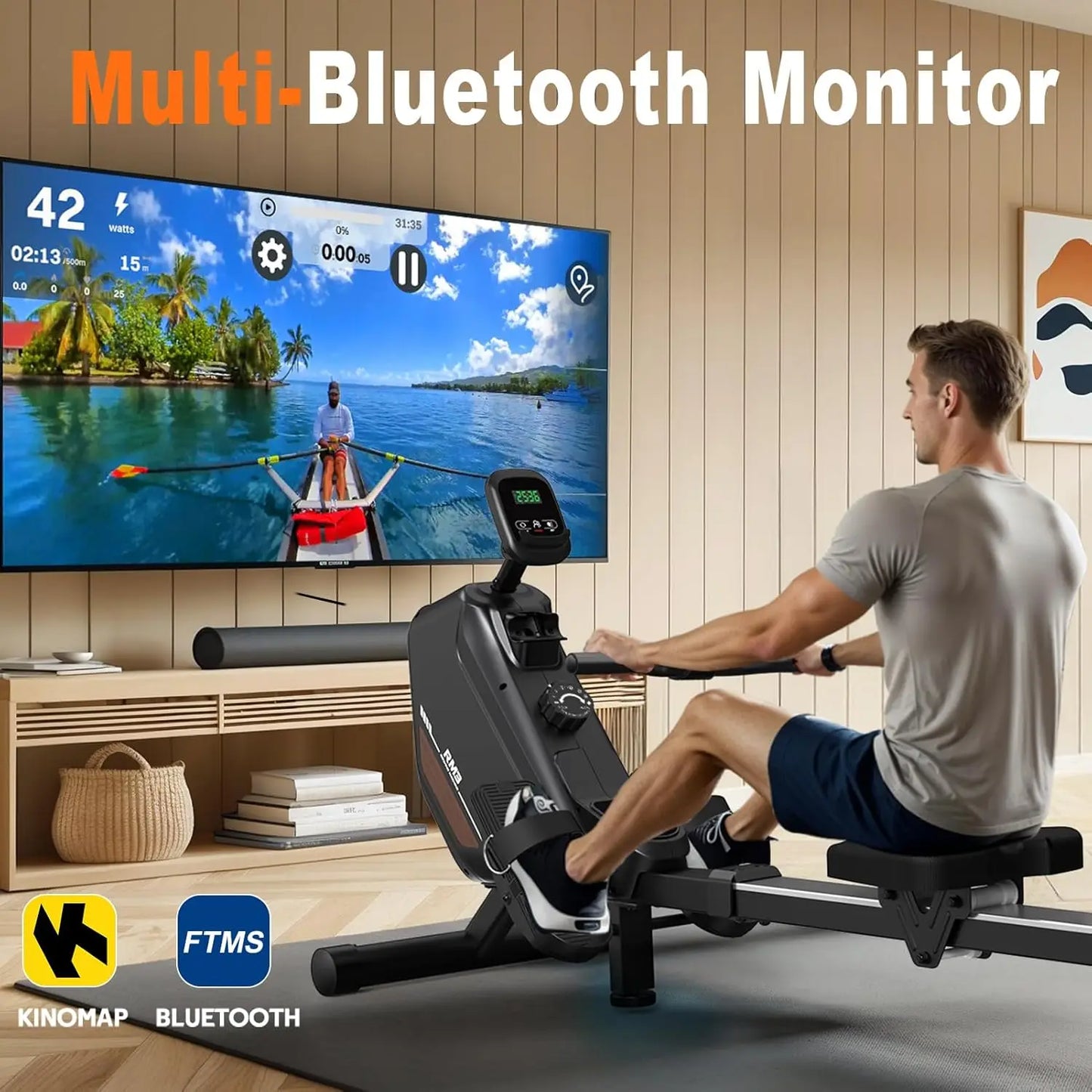 MettleMatic RM3 Foldable Rowing Machine – Magnetic Resistance Home Cardio Trainer
