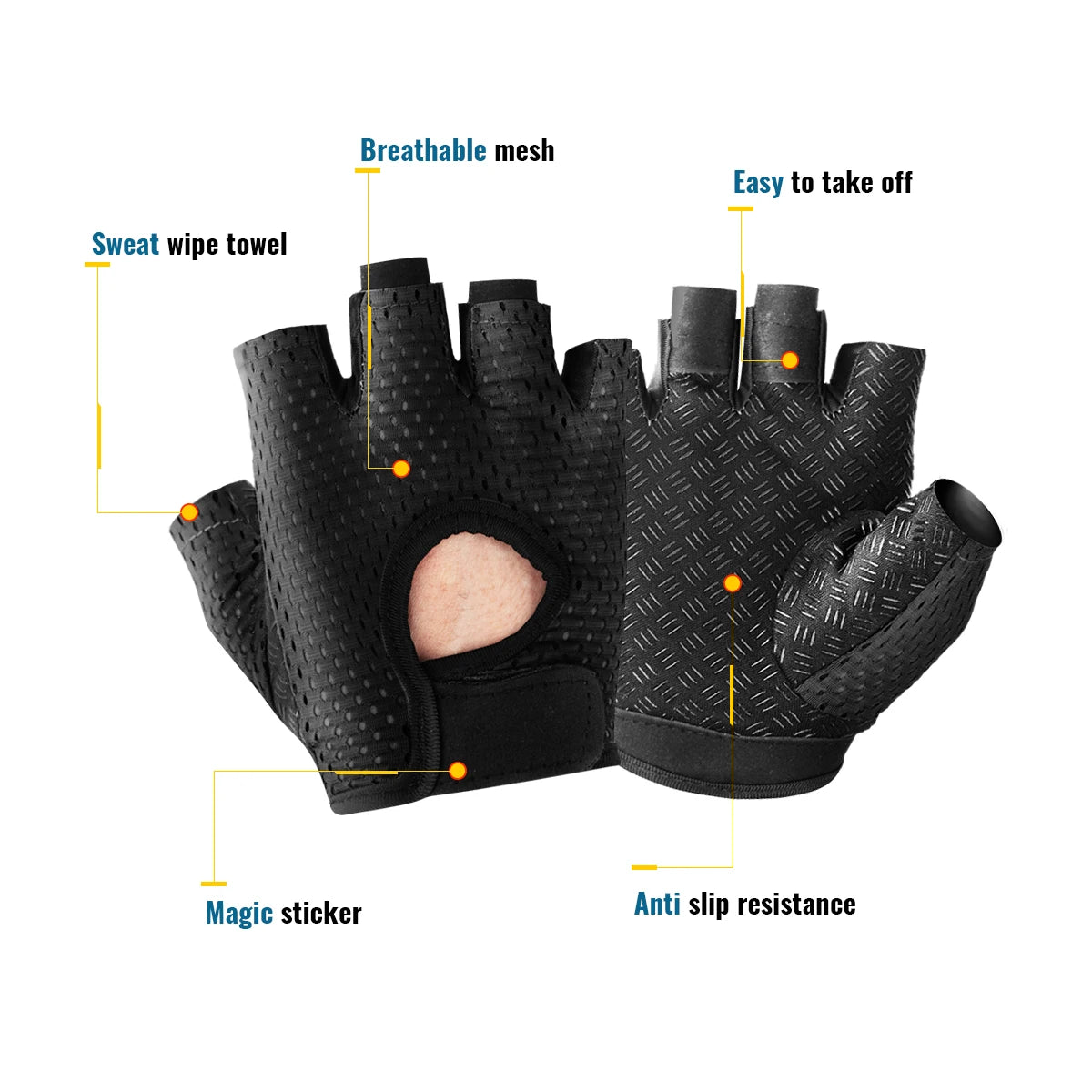 WRELS Women's Gym Fitness Gloves – Breathable Half-Finger Anti-Slip Workout Gloves
