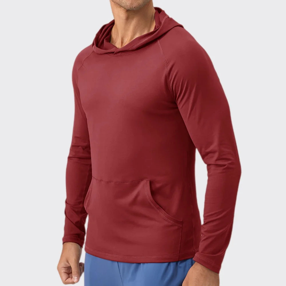 Men's Fitness Hoodie Long Sleeve Sport T-Shirt – Quick-Dry Slim Fit Gym & Running Top