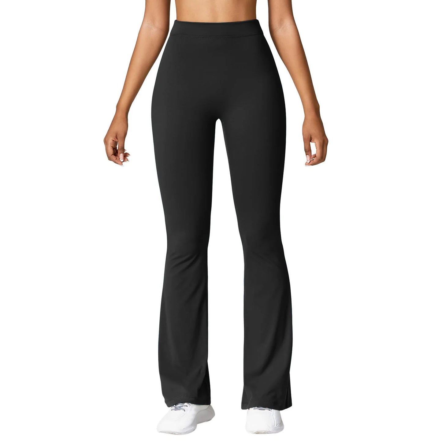 Women’s Micro Horn Flared Leggings – High Waist V-Back Push-Up Gym Pants