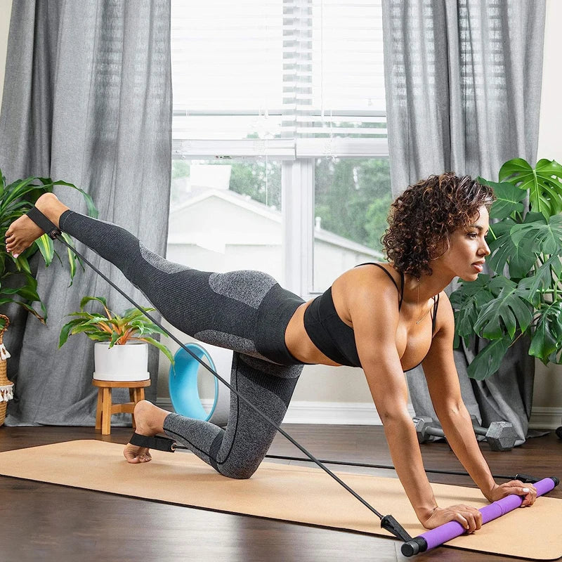 Multifunctional Pilates Bar Kit – Fitness Bar with Resistance Bands for Full Body Home Workouts