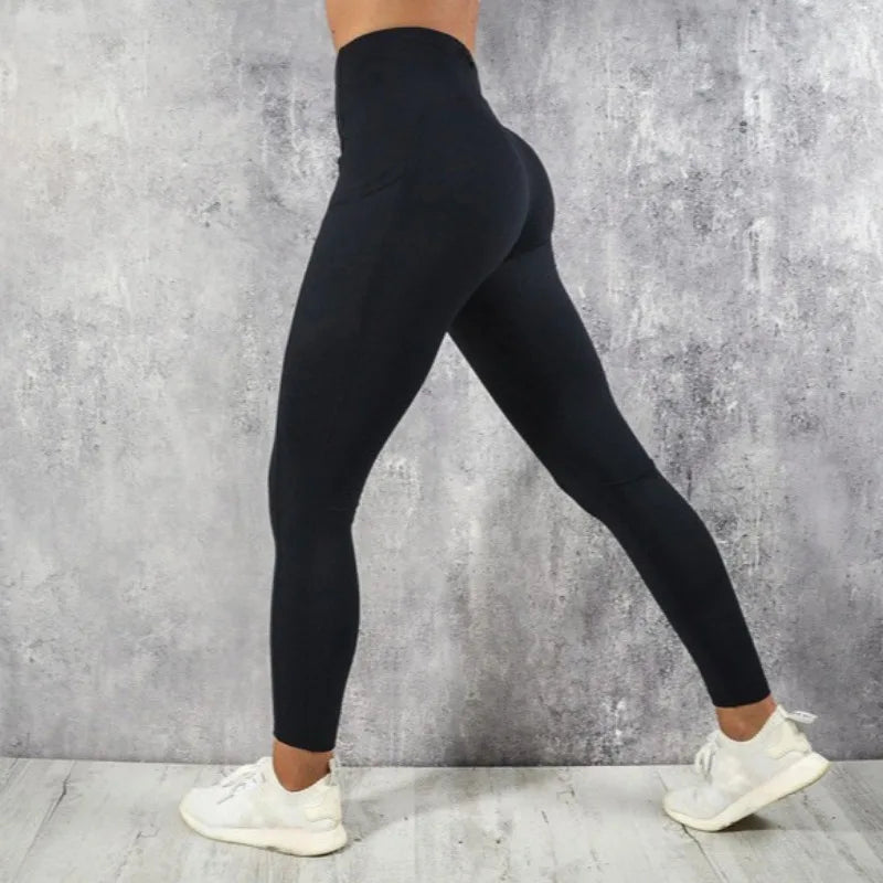 Women’s High Waist Yoga Leggings with Pockets – Butt Lifting Gym & Running Tights