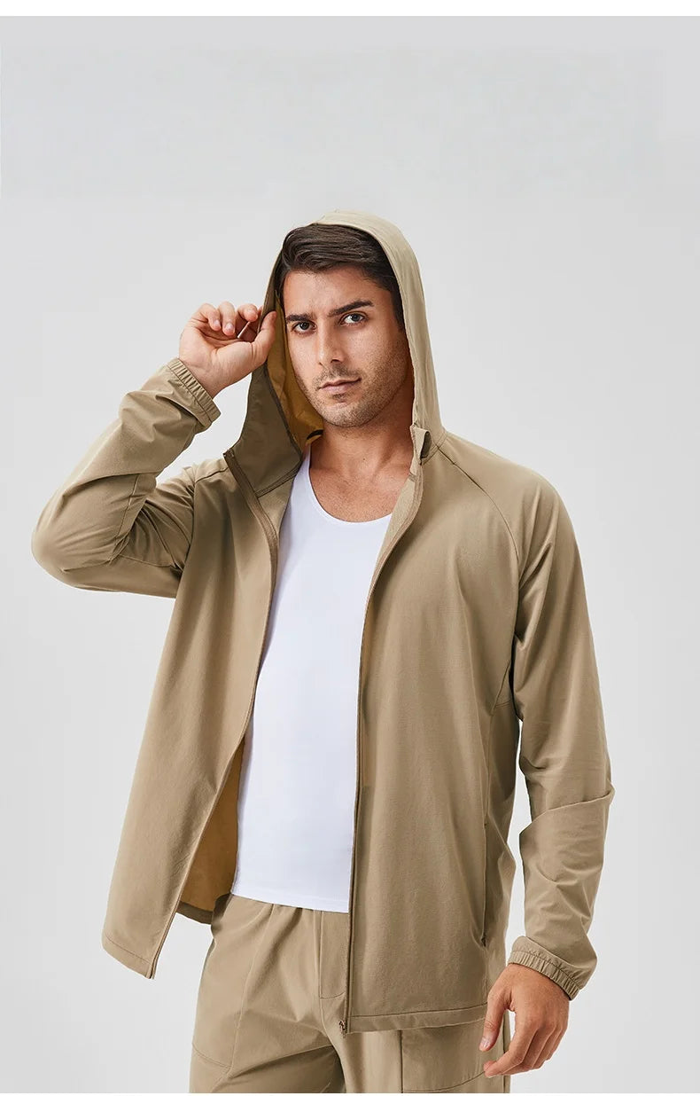 Men's Fitness Hoodie Long Sleeve Sport T-Shirt – Quick-Dry Slim Fit Gym & Running Top