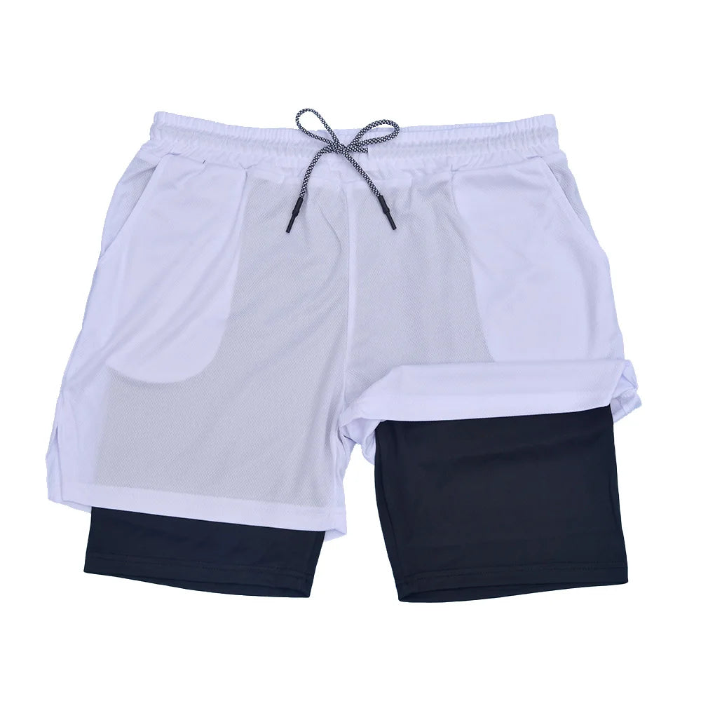 Men’s 2-in-1 Double Layer Fitness Shorts – Quick Dry Gym & Running Short