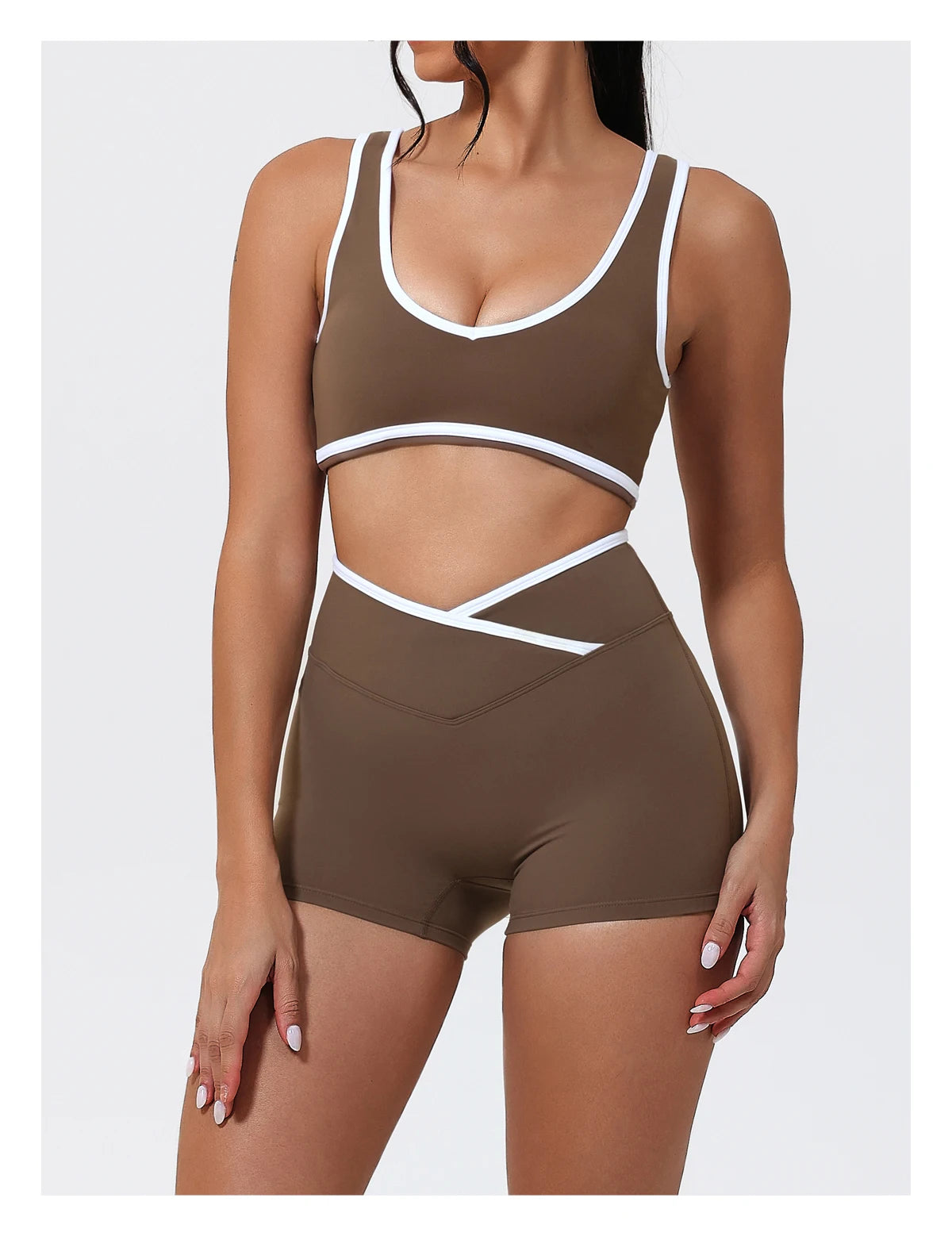 Women's 2-Piece Yoga Set – Sports Bra with Padded Cups & High-Waisted Cross-Back Leggings