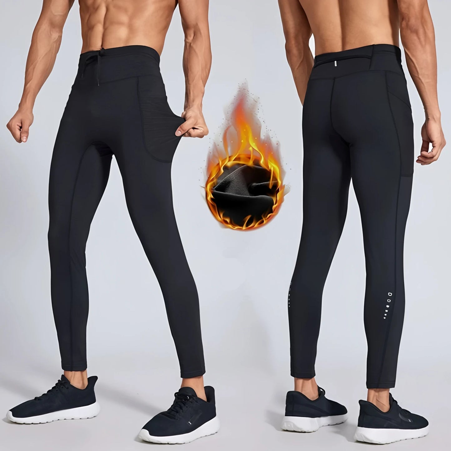 Compression Running Leggings with Pockets – Warm Reflective Sports Tights for Women, Men & Youth