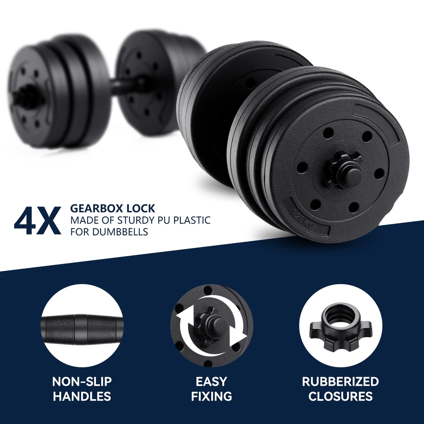 Adjustable Dumbbell Set – 20kg Home Gym Weights for Strength Training