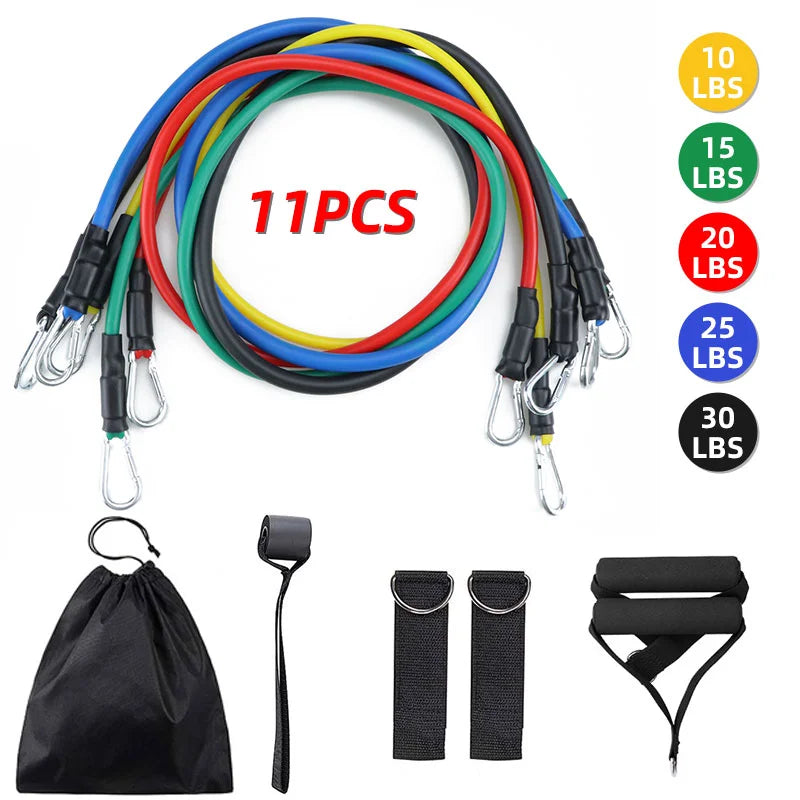 11PCS Resistance Bands Set – Pull Rope & Full Body Home Gym Training Equipment