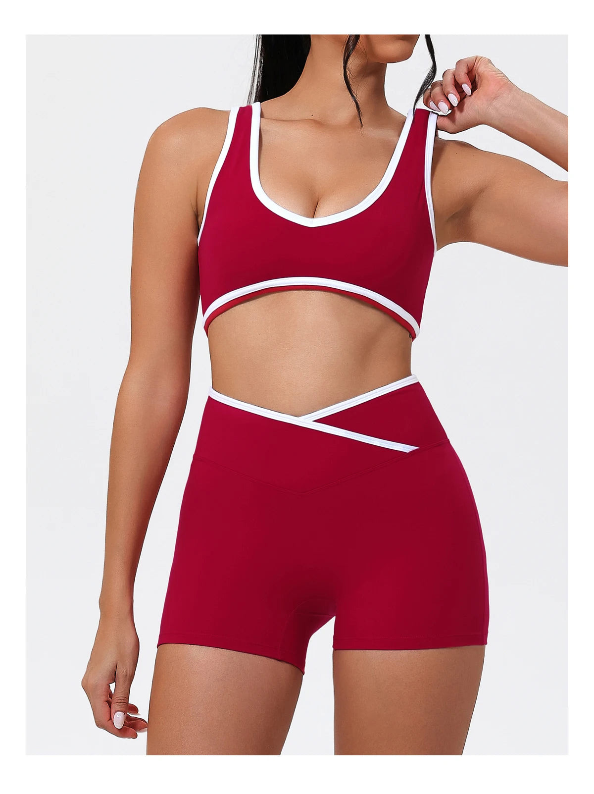 Women's 2-Piece Yoga Set – Sports Bra with Padded Cups & High-Waisted Cross-Back Leggings