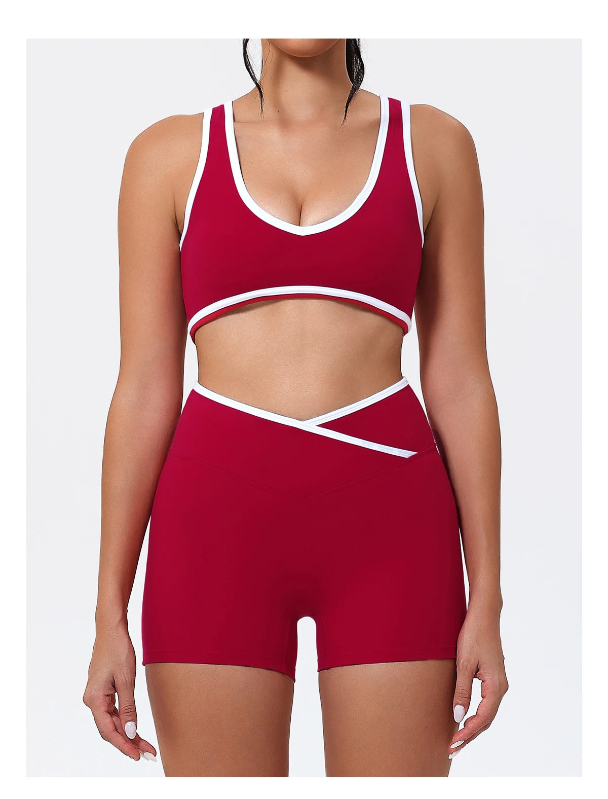 Women's 2-Piece Yoga Set – Sports Bra with Padded Cups & High-Waisted Cross-Back Leggings