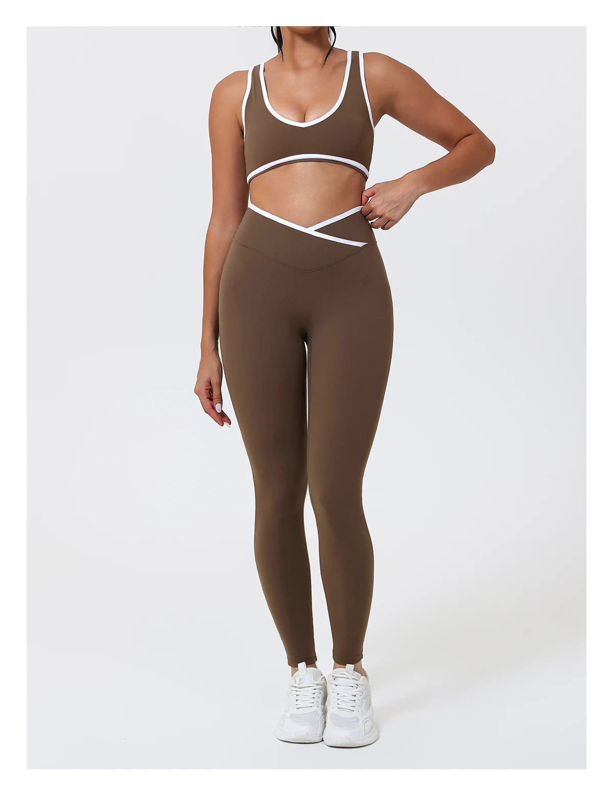 Women's 2-Piece Yoga Set – Sports Bra with Padded Cups & High-Waisted Cross-Back Leggings