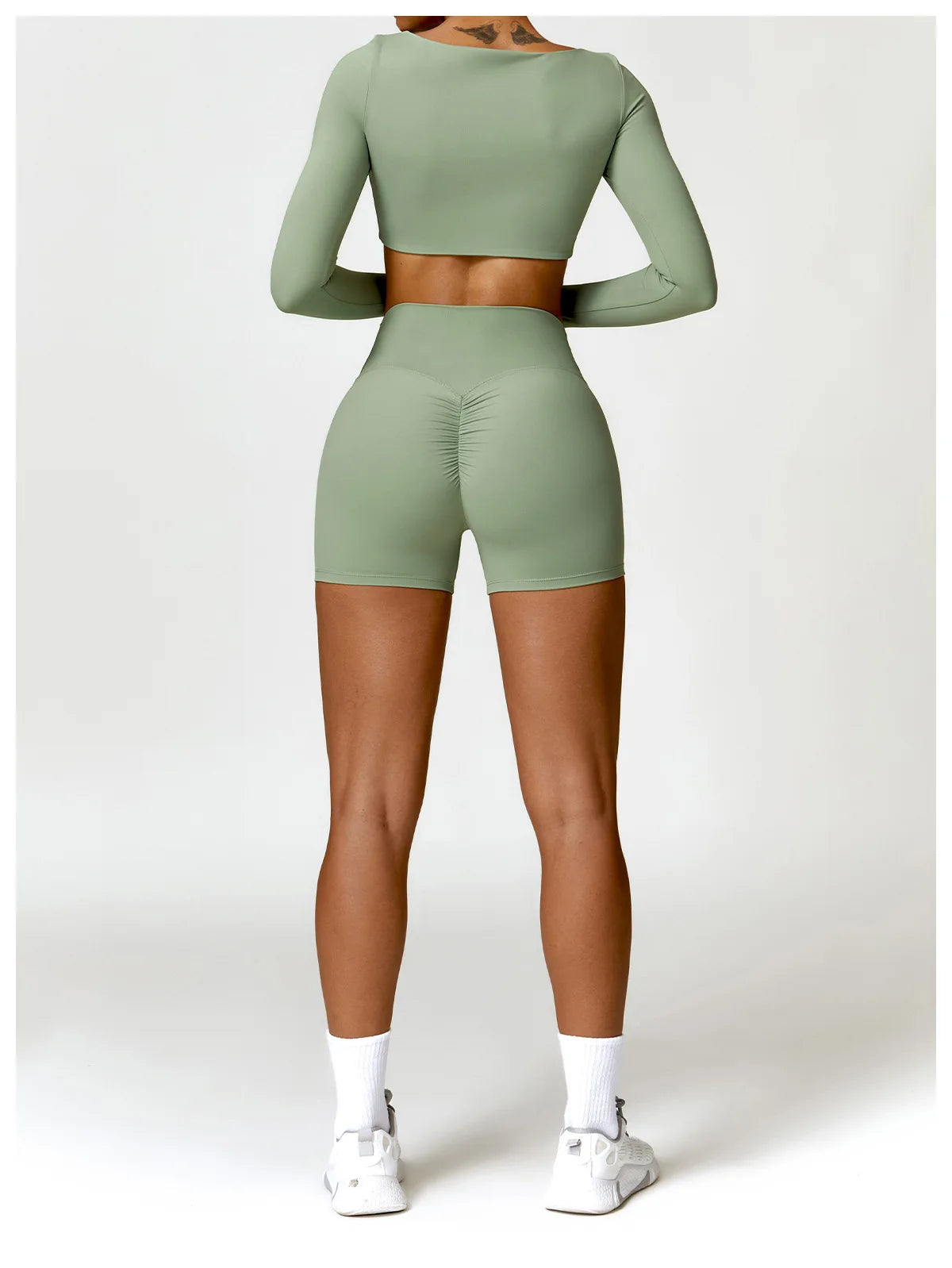 Women's Quick-Dry Square Neck Sports Crop Top – Long Sleeve Gym & Yoga Activewear