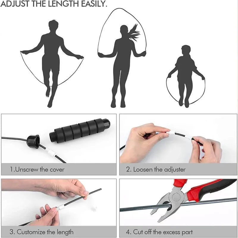 Adjustable Speed Jump Rope with Ball Bearings – Tangle-Free Fitness Skipping Rope