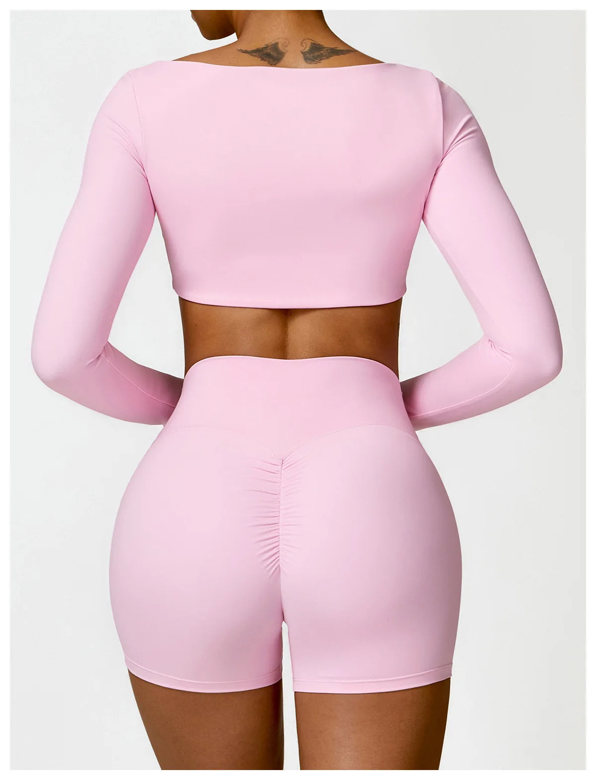 Women's Quick-Dry Square Neck Sports Crop Top – Long Sleeve Gym & Yoga Activewear