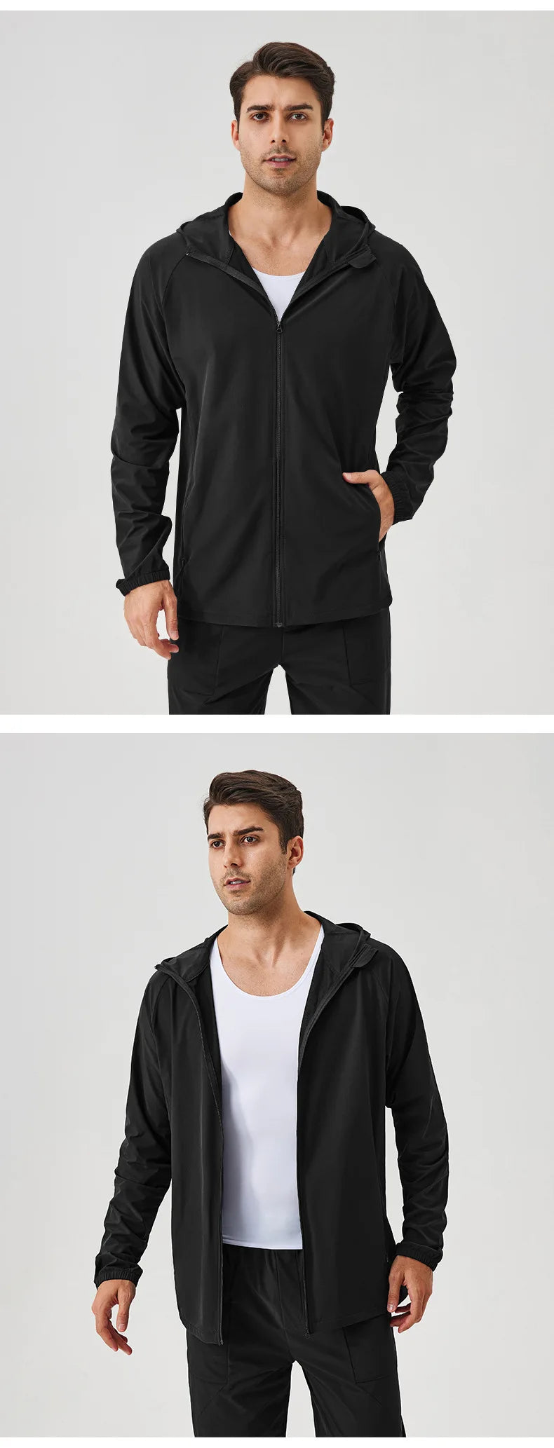 Men's Fitness Hoodie Long Sleeve Sport T-Shirt – Quick-Dry Slim Fit Gym & Running Top
