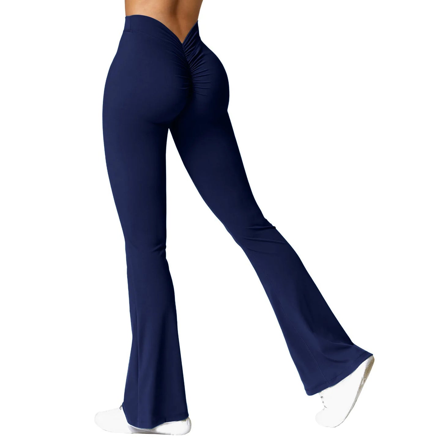 Women’s Micro Horn Flared Leggings – High Waist V-Back Push-Up Gym Pants