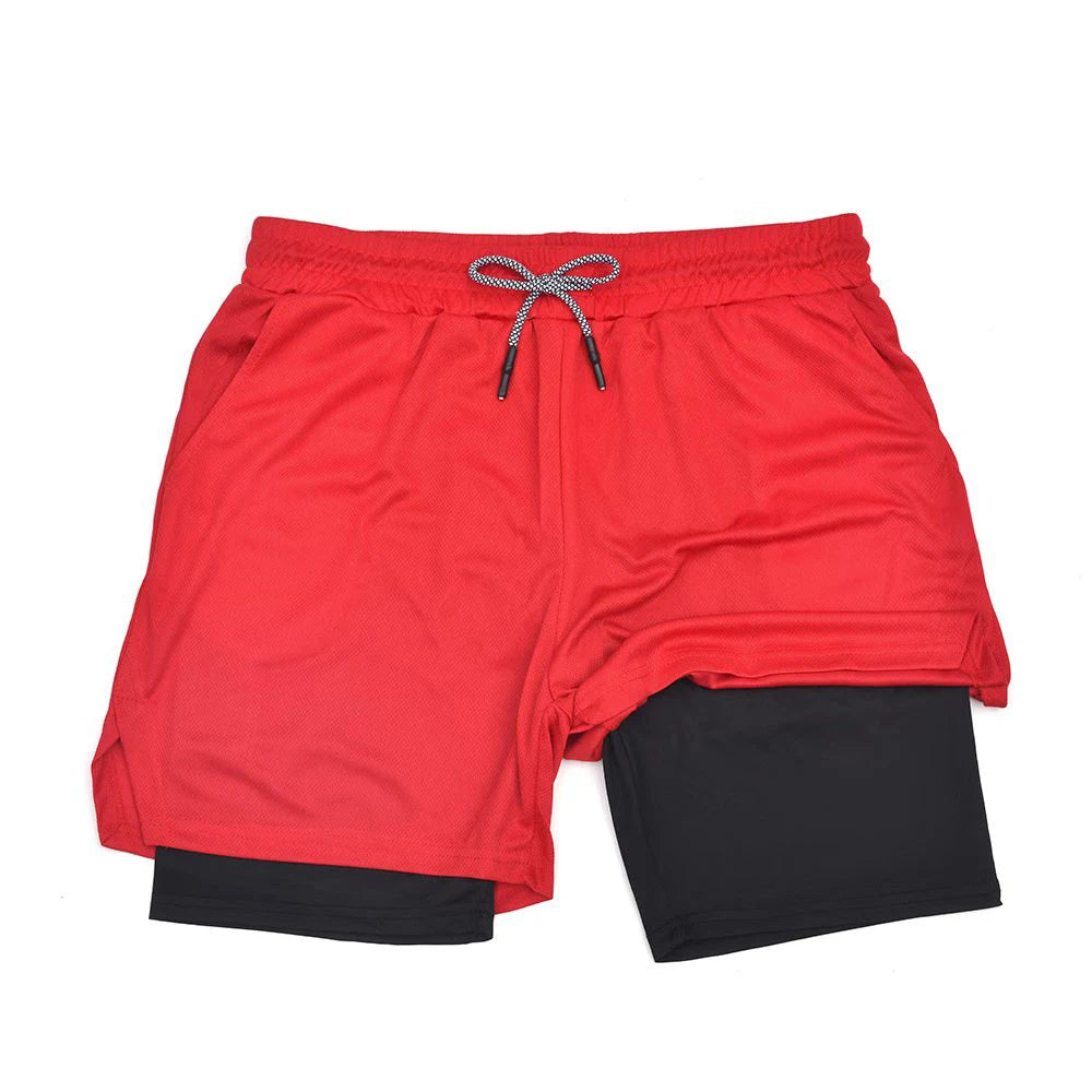 Men’s 2-in-1 Double Layer Fitness Shorts – Quick Dry Gym & Running Short
