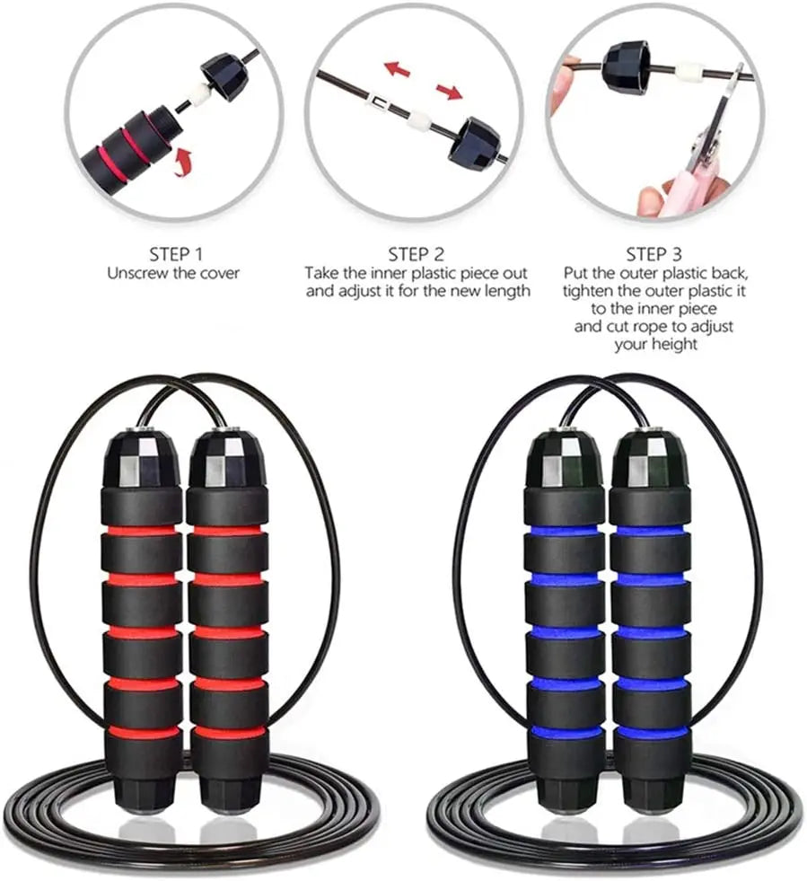 Adjustable Speed Jump Rope with Ball Bearings – Tangle-Free Fitness Skipping Rope