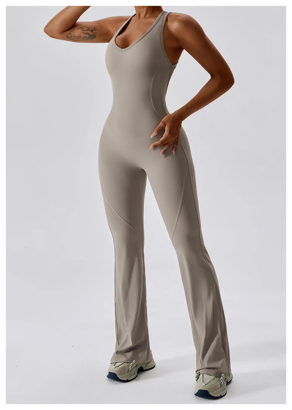 Women’s Solid Yoga Jumpsuit – One Piece Butt-Lifting Fitness Bodysuit