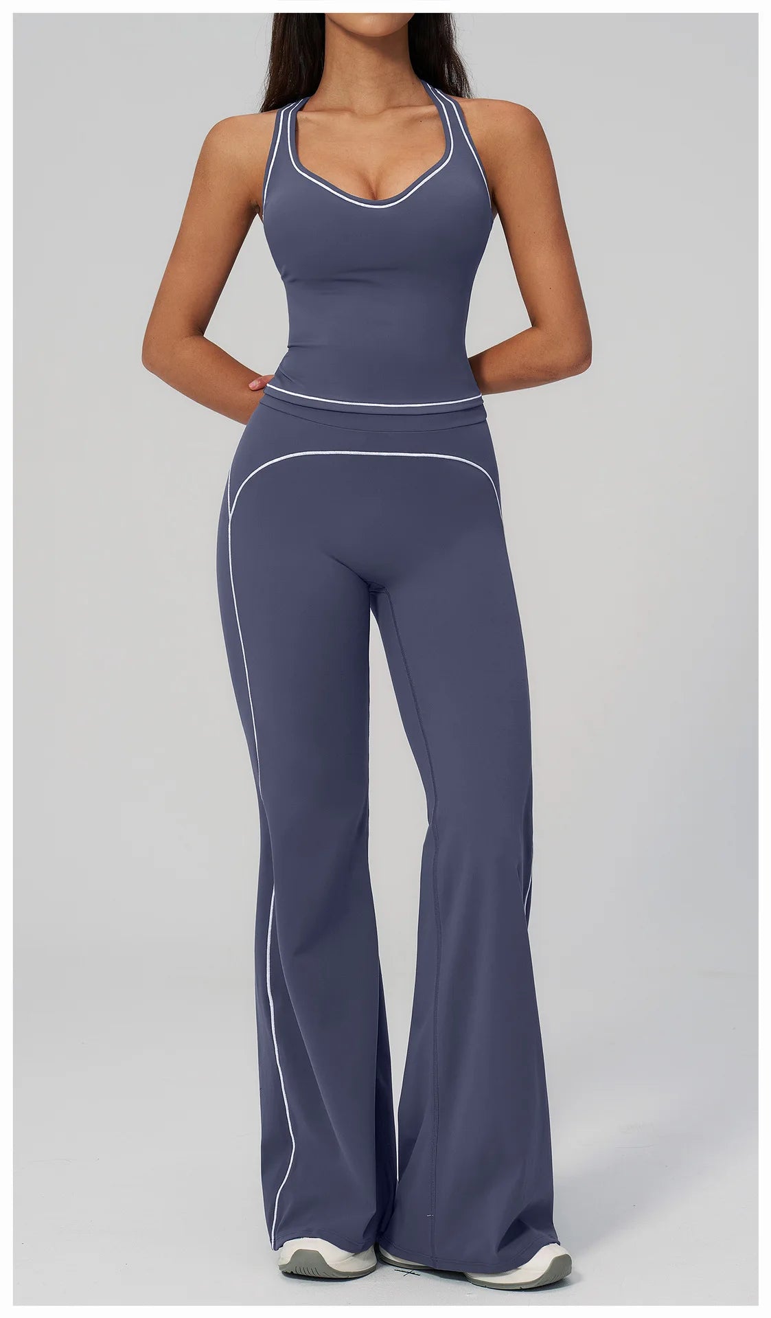 Women 2-Piece Vest Workout Set – Breathable Sleeveless Fitness Top & Straight-Leg Sports Pants