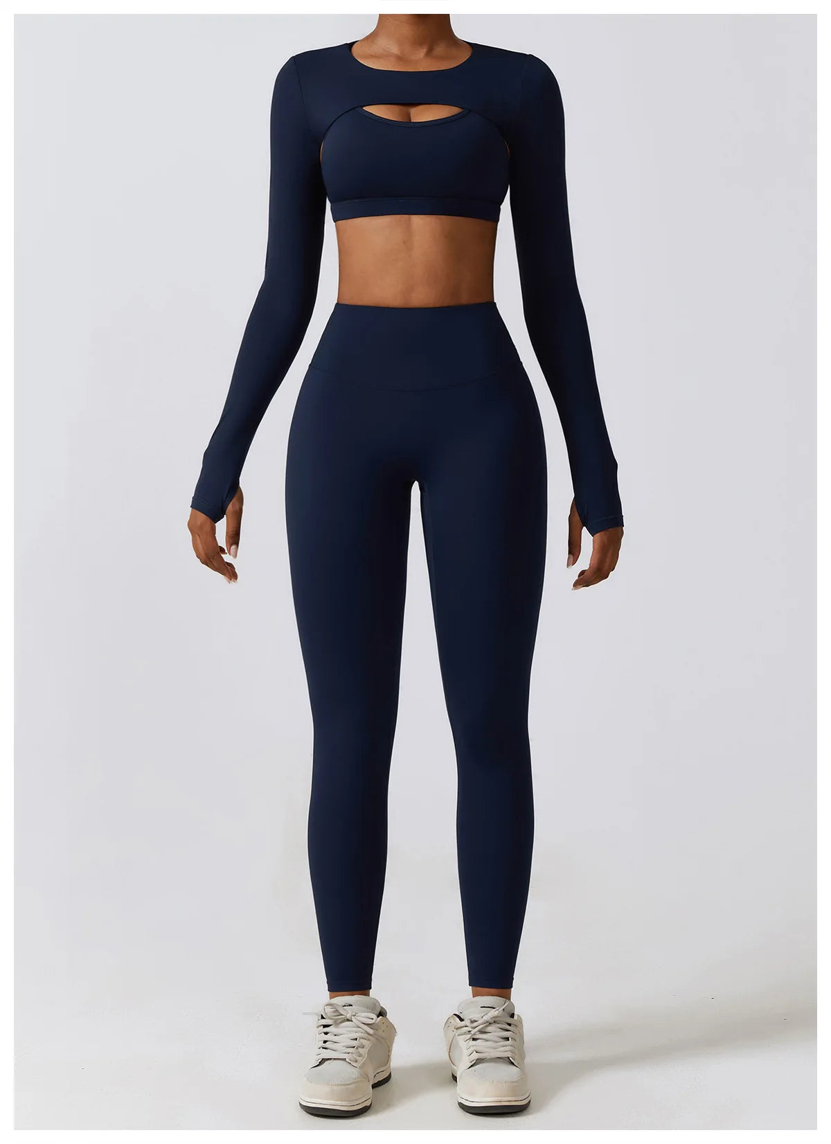 Women's Sportswear Yoga Set Seamless Fitness Bra Crop Top Long Sleeve Workout Clothes Athletic Wear Gym Legging for Running Fitness