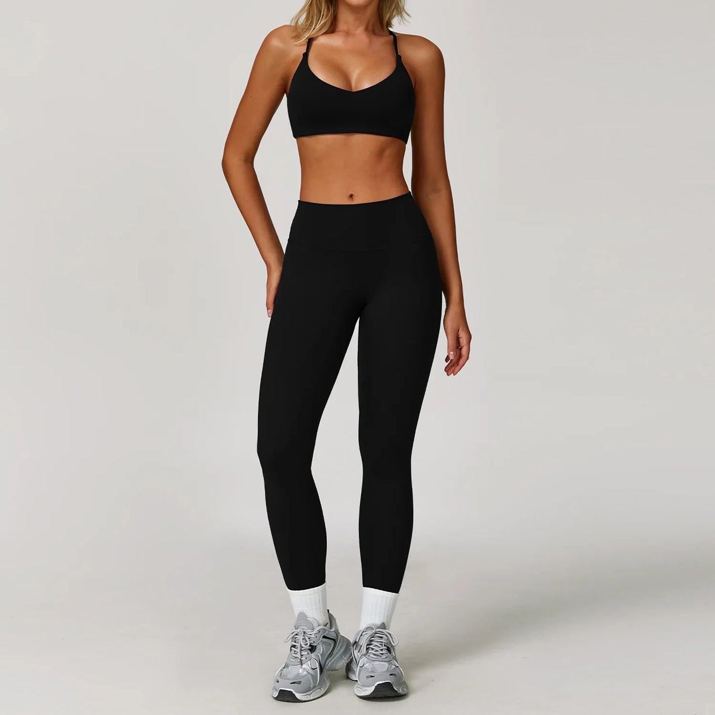 Women's Yoga Sports Set 2/3PCS Gym Workout Tracksuit Long Sleeve Sports Bra Athletic Wear Running Fitness Clothing
